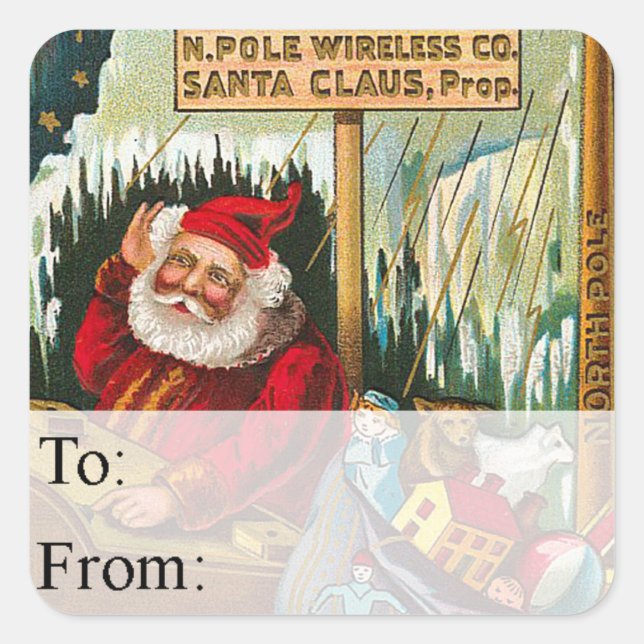 Radio Santa Vintage Christmas Gift Tag (Front)