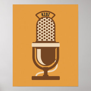 Radio Station Microphone Logo with Name Poster