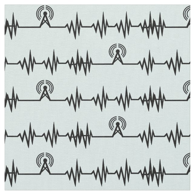 Radio Tower and Frequency Wave Lines Fabric (Close Up)
