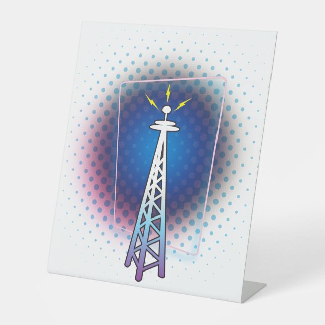 Radio Tower Graphic Pedestal Sign (Front)