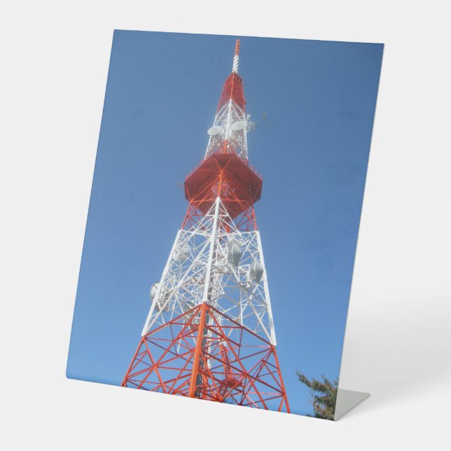 Radio TV Broadcast Tower Pedestal Sign (Front)