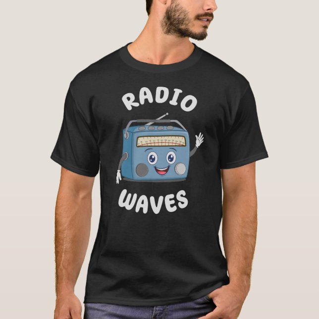 Radio Waves Cute Cartoony Radio Geeks T-Shirt (Front)