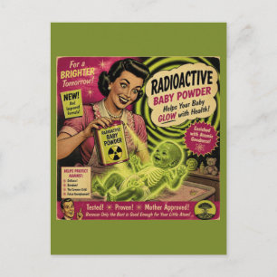 Radioactive Baby Powder Faux Vintage Ad Scifi Postcard