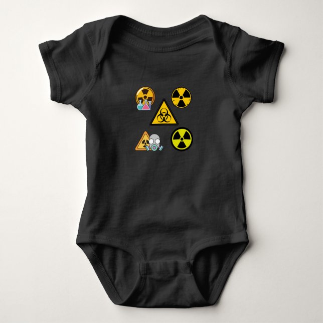 Radioactive biohazard alert signs baby bodysuit (Front)