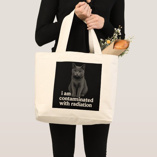 Radioactive Cat Nuclear Contamination Graphic   Large Tote Bag (Front (Product))