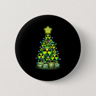 Radioactive Christmas Tree Graphic Nuclear Warning 6 Cm Round Badge