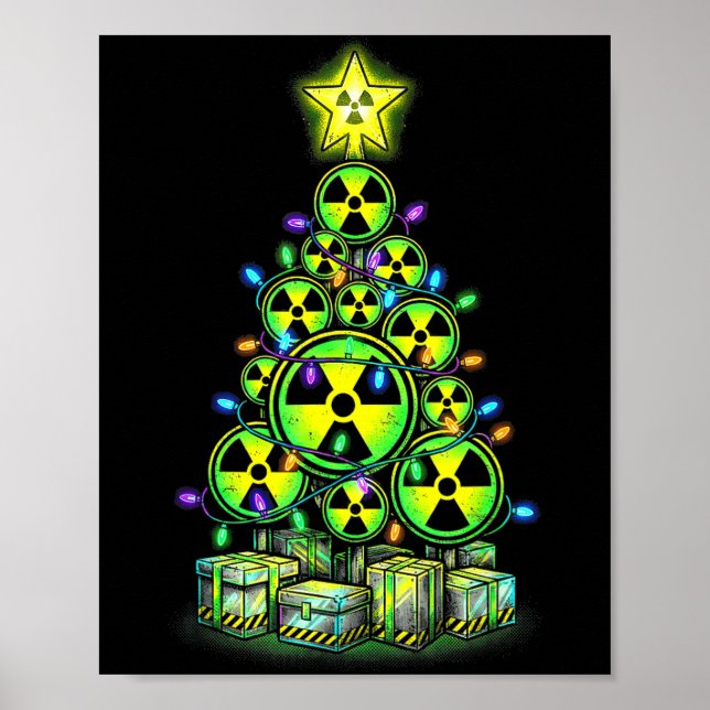 Radioactive Christmas Tree Graphic Nuclear Warning Poster (Front)