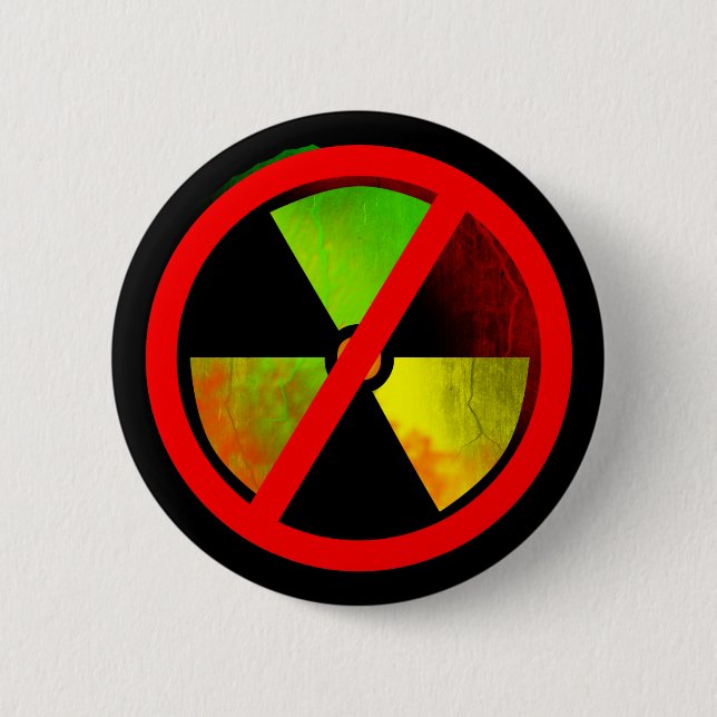 Radioactive Grunge No-Nukes Symbol 6 Cm Round Badge (Front)