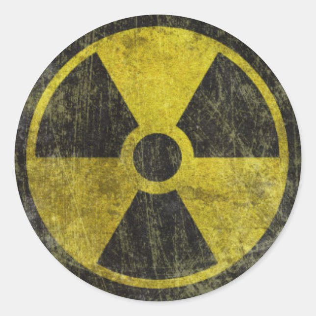 Radioactive Grunge Symbol Classic Round Sticker (Front)
