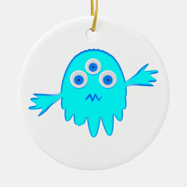 Radioactive Little Monster Ceramic Tree Decoration (Front)