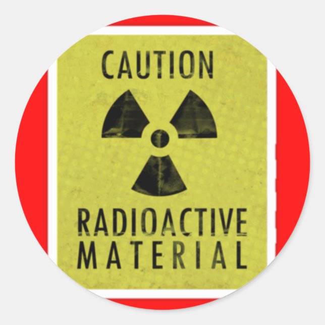 'radioactive materials' classic round sticker (Front)