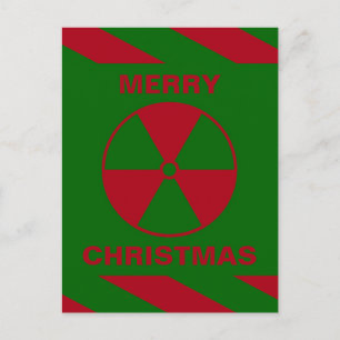 Radioactive Nuclear Merry Christmas Green and Red Holiday Postcard