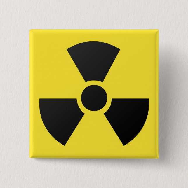 Radioactive radiation nuclear atomic symbol 15 cm square badge (Front)