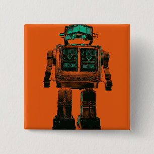 Radioactive Robot Rebellion 15 Cm Square Badge