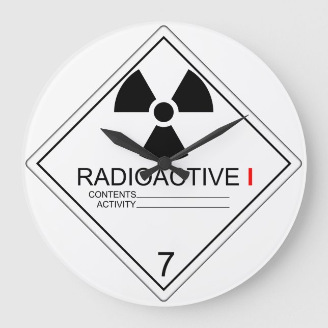 Radioactive Transport Plate Cat 1 Clock (Front)