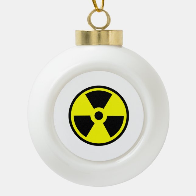 Radioactive Yellow And Black Symbol Ceramic Ball Christmas Ornament (Front)