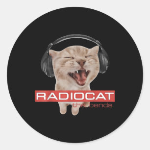 Radiocat The Bends Funny Music Cat Meme Cat Mum Ca Classic Round Sticker