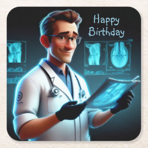 Radiologist Birthday Square Paper Coaster