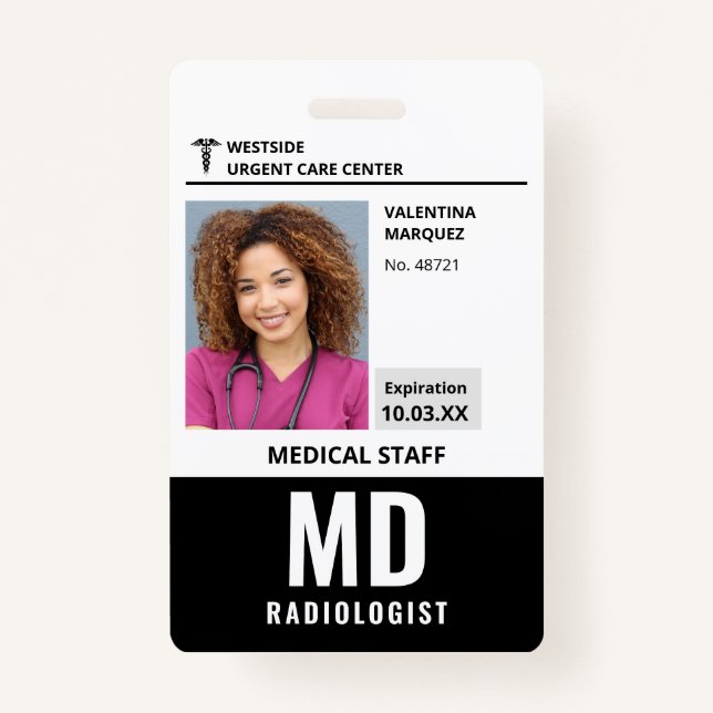 Radiologist MD ID Photo Logo Badge ID Badge (Front)