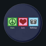 Radiologist Peace Love Radiology Chest X-Ray Tech Magnet<br><div class="desc">Peace Love Radiology. This cute radiologist gift features a peace sign,  heart,  and x-ray for an x-ray technician or radiologic technologist.</div>