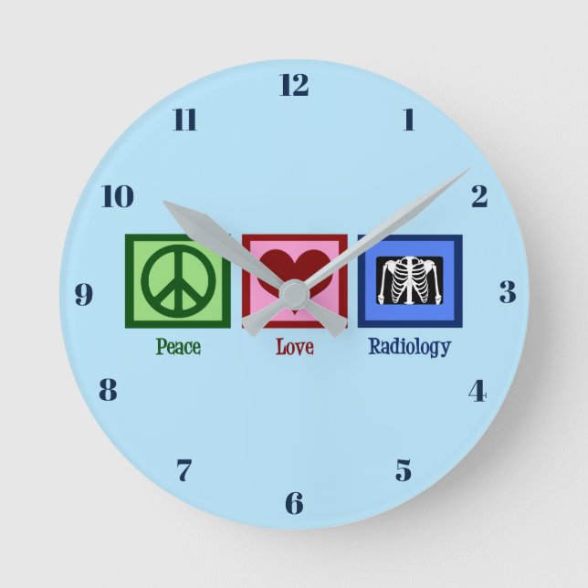 Radiologist Peace Love Radiology X-Ray Lab Tech Round Clock (Front)