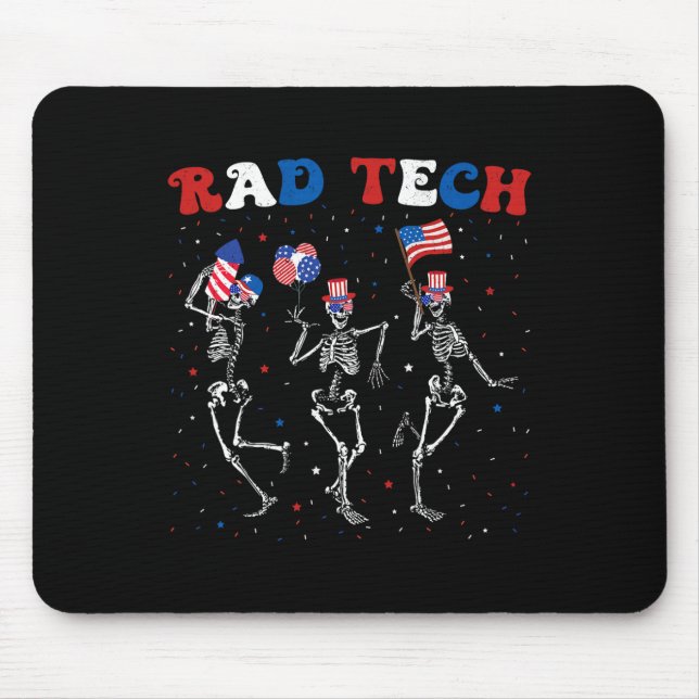 Radiology 4th Of July Rad Tech X-ray Tech Skeleton Mouse Mat (Front)