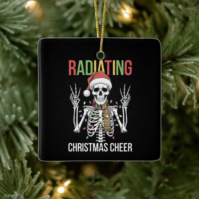 Radiology Christmas Santa Skeleton Xray Technician Ceramic Ornament (Tree)