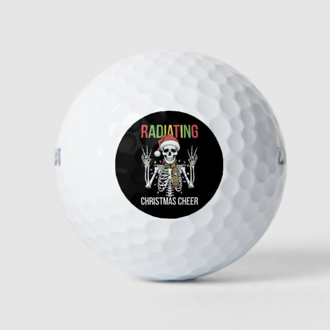 Radiology Christmas Santa Skeleton Xray Technician Golf Balls (Front)