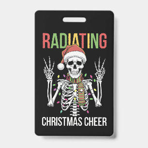 Radiology Christmas Santa Skeleton Xray Technician ID Badge