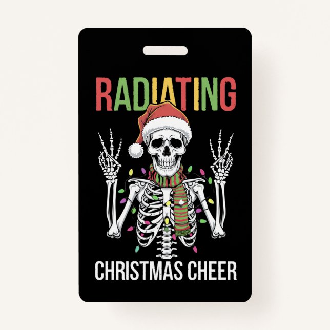 Radiology Christmas Santa Skeleton Xray Technician ID Badge (Front)