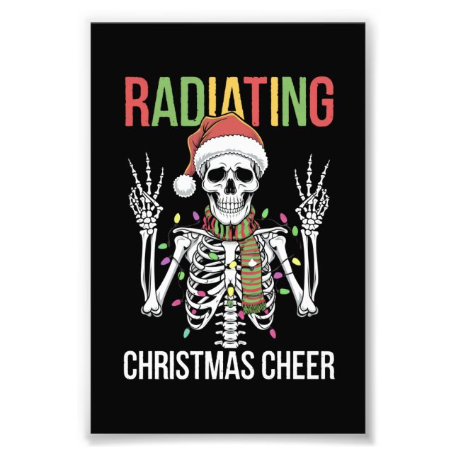 Radiology Christmas Santa Skeleton Xray Technician Photo Print (Front)