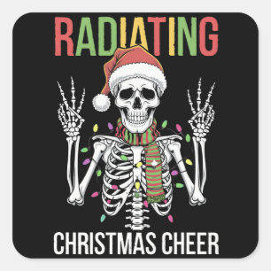 Radiology Christmas Santa Skeleton Xray Technician Square Sticker