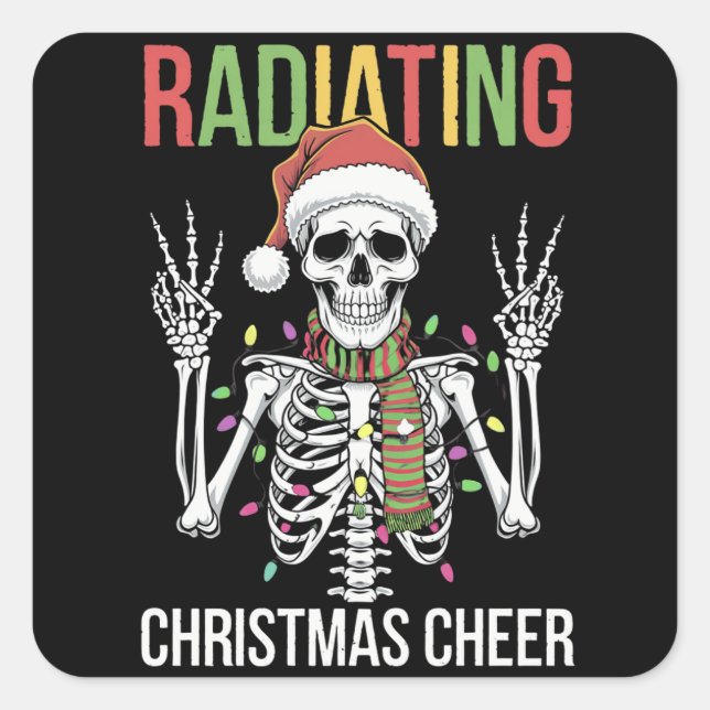 Radiology Christmas Santa Skeleton Xray Technician Square Sticker (Front)
