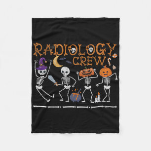 Radiology Crew Dancing Skeleton Funny Halloween Pa Fleece Blanket
