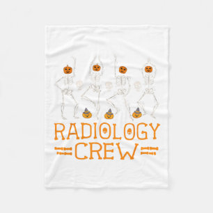Radiology Crew Dancing Skeleton Pumpkin Fun Hallow Fleece Blanket