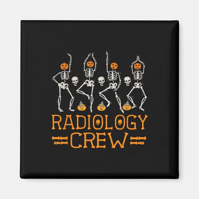 Radiology Crew Dancing Skeleton Pumpkin Fun Hallow Magnet (Front)