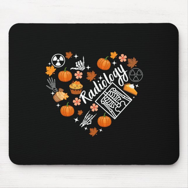 Radiology Fall Heart Xray Tech Autumn Pumpkin Than Mouse Mat (Front)