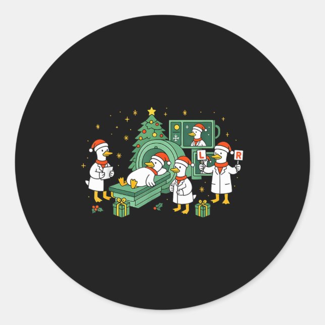 Radiology Funny Goose Ct Scan Christmas Xray Nurse Classic Round Sticker (Front)