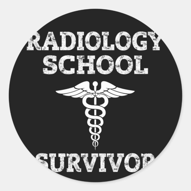 Radiology School Survivor Caduceus Classic Round Sticker (Front)