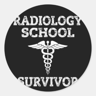 Radiology School Survivor Caduceus Classic Round Sticker
