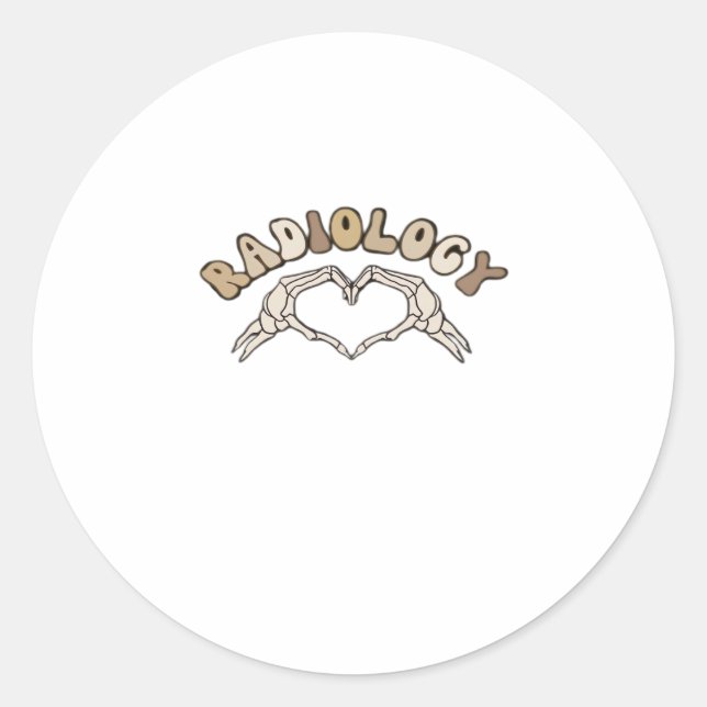 Radiology Skeleton Heart Hands Classic Classic Round Sticker (Front)
