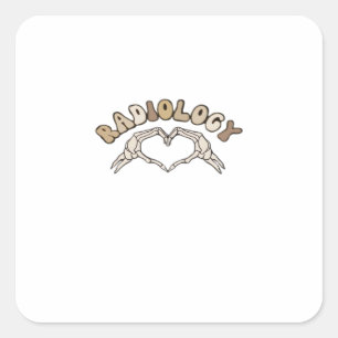 Radiology Skeleton Heart Hands Classic Style Square Sticker