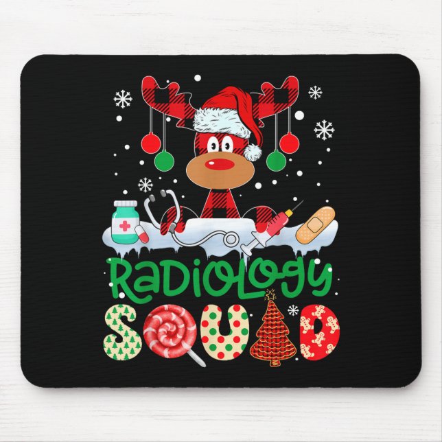 Radiology Squad Nurse Reindeer Buffalo Red Plaid C Mouse Mat (Front)