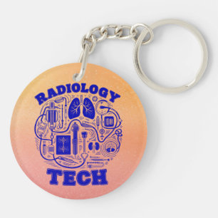 Radiology Tech Keychain, Double sided Key Ring