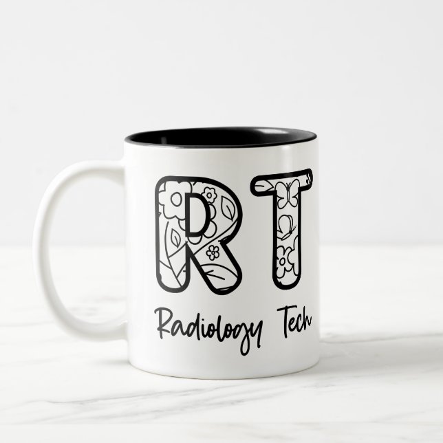 Radiology Tech RT Rad Technician X-ray Tech Gifts Two-Tone Coffee Mug (Left)