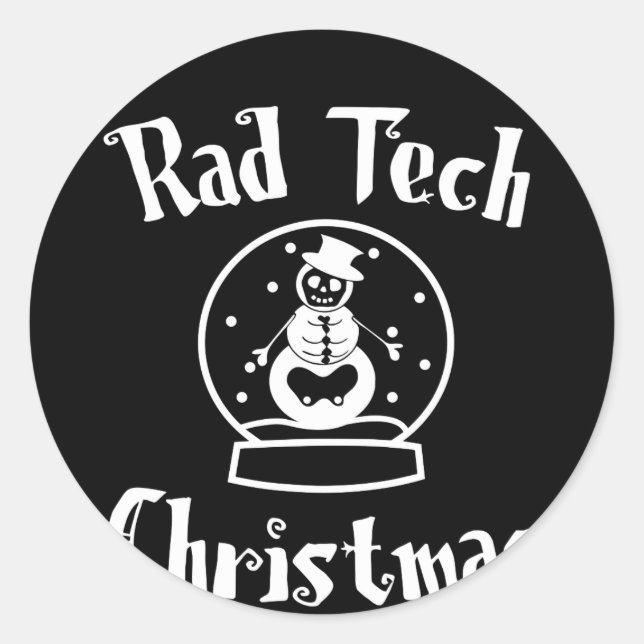 Radiology Tech Snow Globe Christmas Classic Round Sticker (Front)