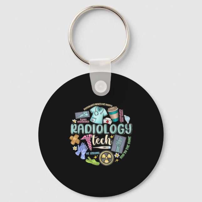 Radiology Technician Christmas Rad Tech X-ray Tech Key Ring (Front)