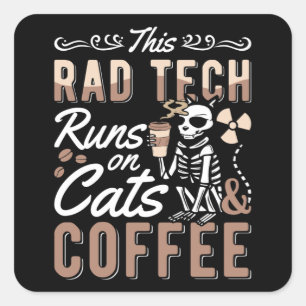 Radiology This Rad Tech Runs Cats And Coffee Xray Square Sticker