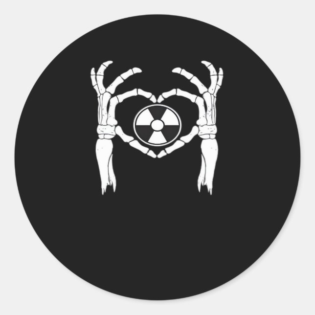 Radiology X-Ray Tech Heart Shaped Skeleton Hands D Classic Round Sticker (Front)