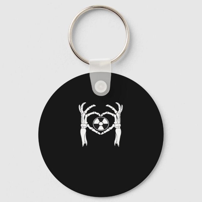 Radiology X-Ray Tech Heart Shaped Skeleton Hands D Key Ring (Front)